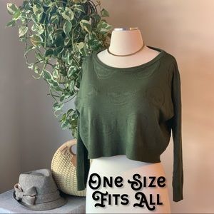 Dark Olive Cropped Skull Sweater
